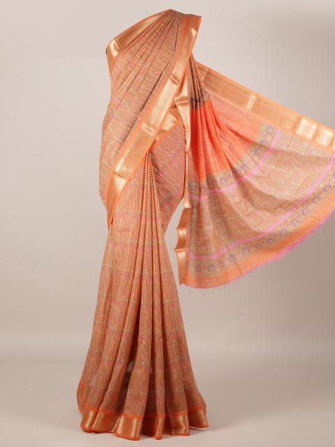 

Pothys Orange Jute Silk Woven Design Saree
