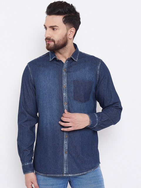 

American Archer Men Blue Slim Fit Faded Casual Denim Shirt