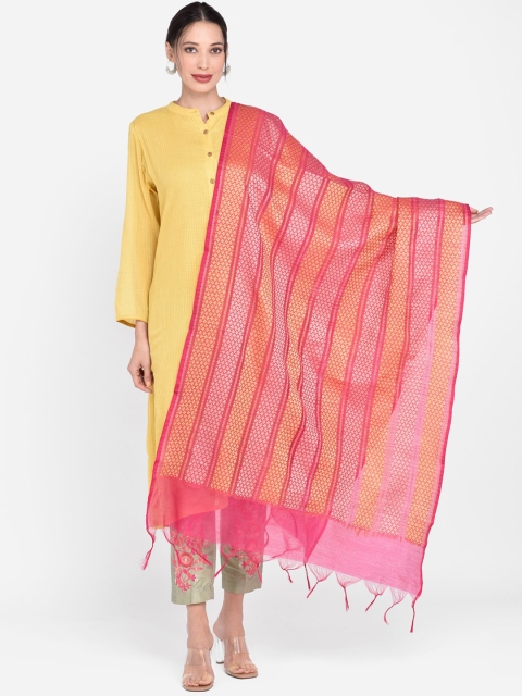 

Dupatta Bazaar Pink & Gold-Toned Printed Dupatta