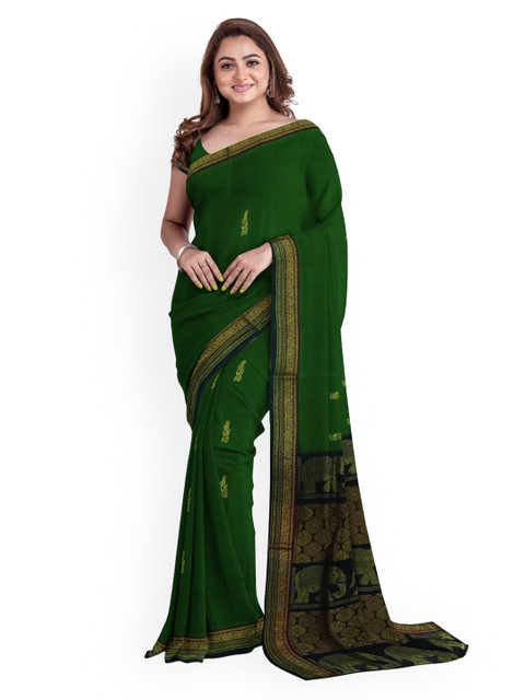 

APCO Green & Black Pure Cotton Woven Design Sustainable Saree