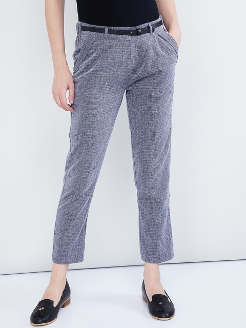 

max Women Blue Regular Fit Solid Regular Trousers
