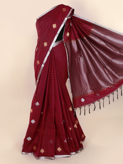 

Pothys Maroon Woven Design Art Silk Saree