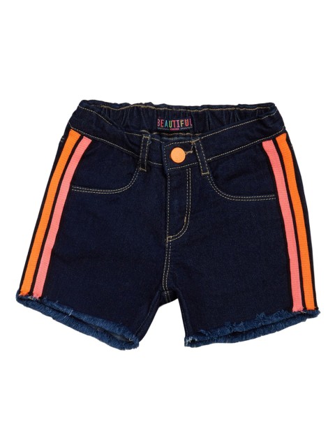 

VITAMINS Girls Navy Blue Solid Regular Fit Denim Shorts