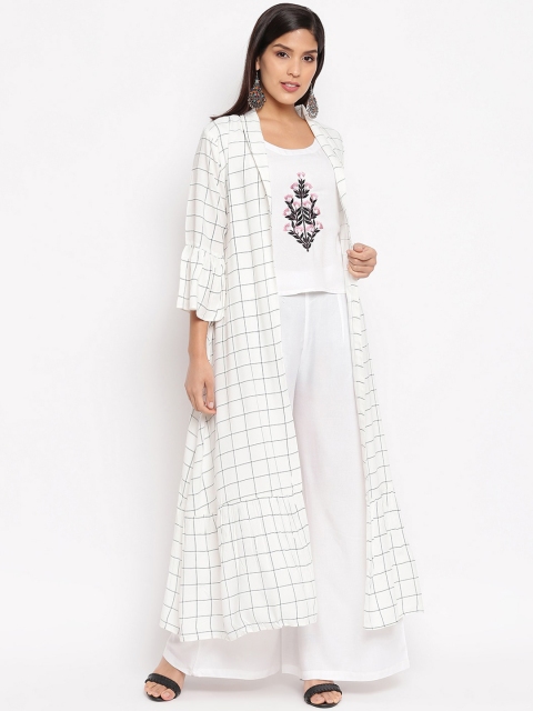 

Ashnaina Women White Printed Kurta with Palazzos