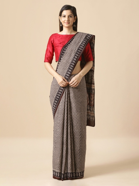 

Taneira Grey Pure Cotton Printed Bagru Saree