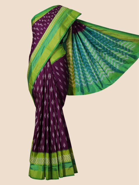 

Pothys Violet & Green Pure Silk Woven Design Saree
