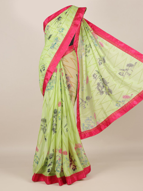 

Pothys Green Printed Poly Georgette Saree