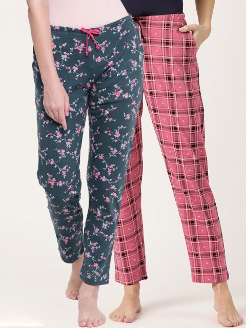 

Kanvin Women Pack Of 2 Printed Lounge Pants, Green