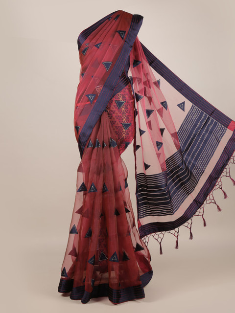 

Pothys Magenta Printed Jute Silk Saree