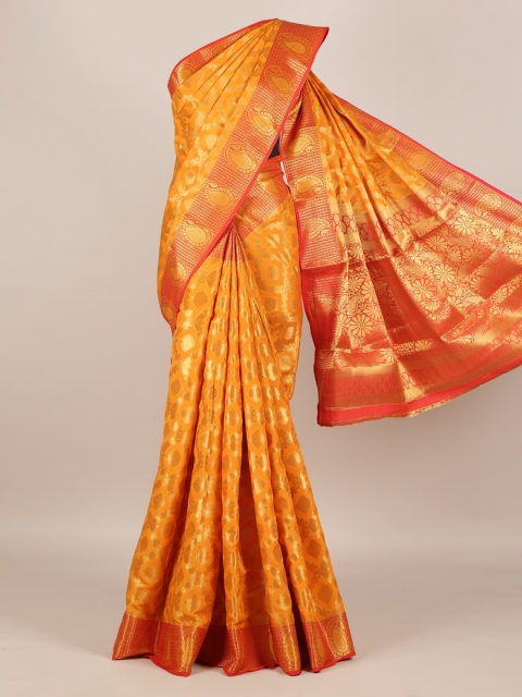

Pothys Mustard Printed Jute Silk Saree