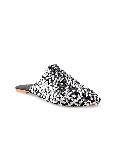 

Stelatoes Women Silver-Toned Embellished Velvet Mules
