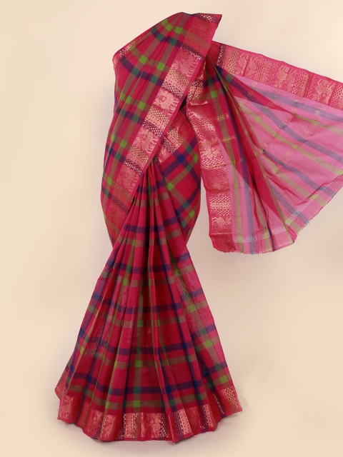 

Pothys Pink Checked Pure Cotton Saree