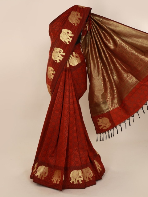 

Pothys Red Woven Design Art Silk Saree