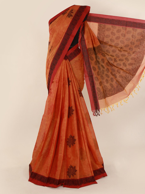 

Pothys Orange Woven Design Pure Silk Saree