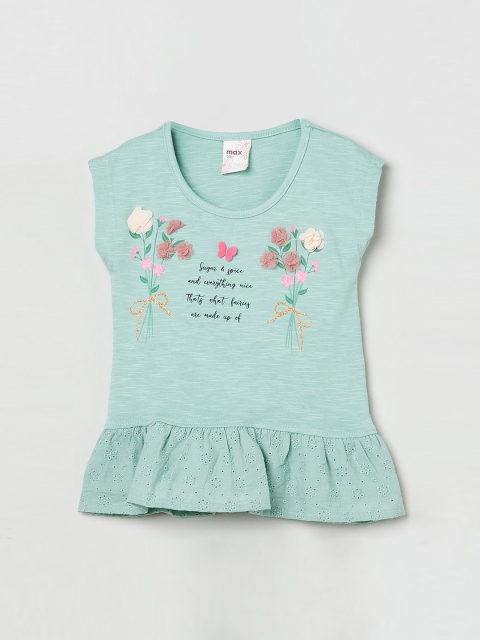 

max Girls Green Printed Top