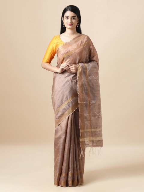 

Taneira Brown Pure Silk Embroidered Bhagalpuri Saree