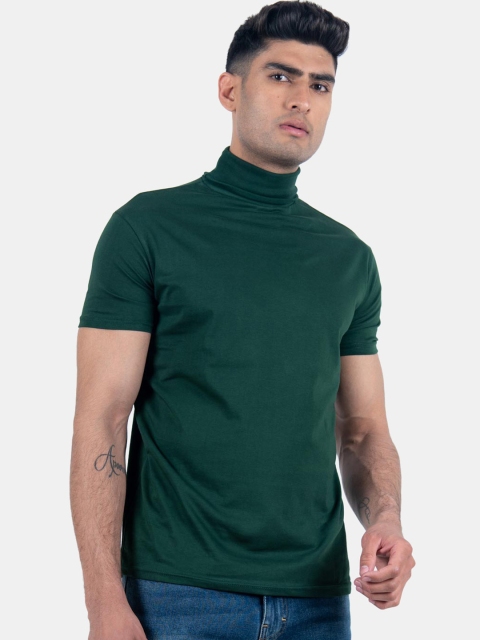 

Tistabene Men Green Solid High Neck T-shirt