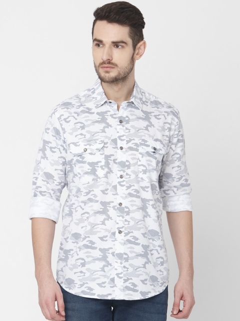 

Mufti Men White Slim Fit Printed Casual Shirt