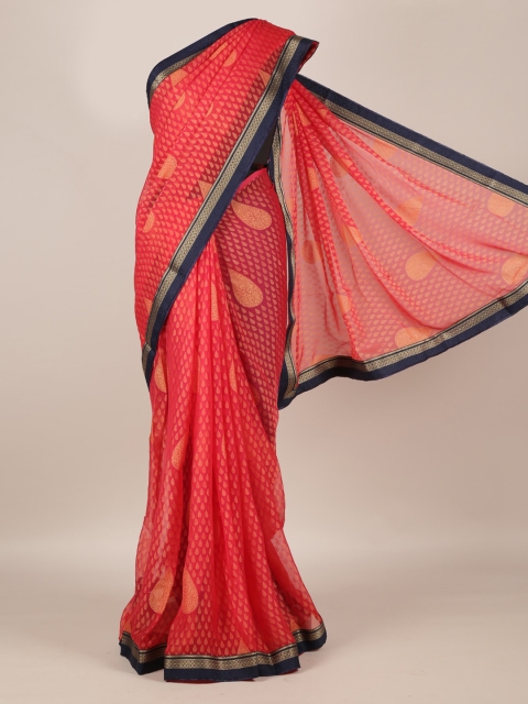 

Pothys Pink & Gold-Toned Poly Georgette Printed Saree