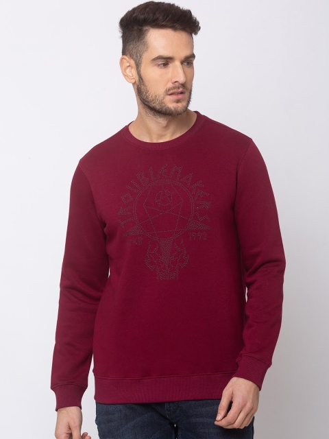

SPYKAR Men Burgundy Solid Sweatshirt