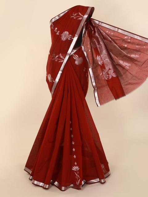 

Pothys Maroon Silk Cotton Woven Design Saree