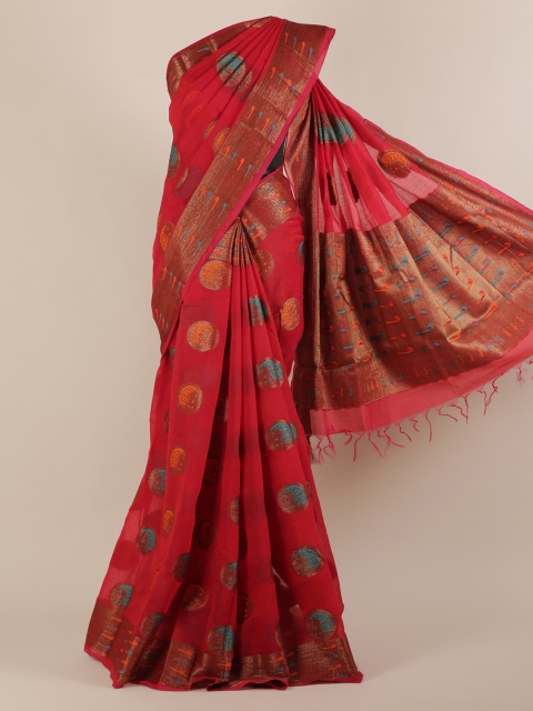 

Pothys Red Woven Design Jute Silk Saree