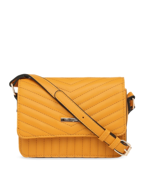 

Forever Glam by Pantaloons Mustard Textured Sling Bag