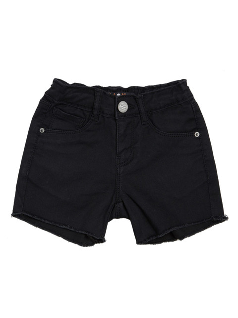 

VITAMINS Girls Black Solid Regular Fit Denim Shorts