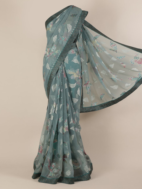 

Pothys Grey Woven Design Poly Chiffon Saree