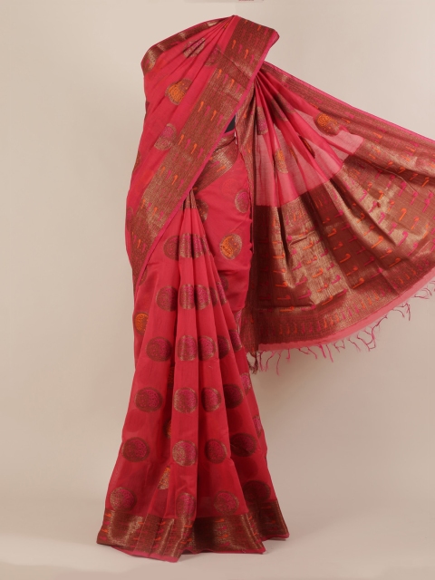 

Pothys Red Woven Design Jute Silk Saree