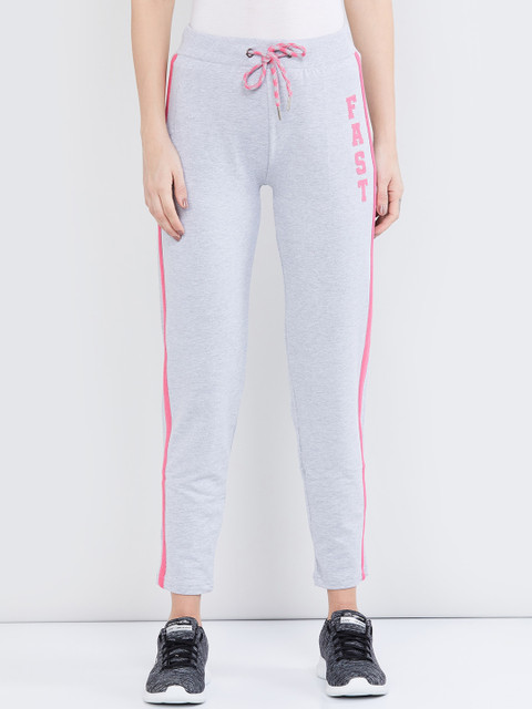

max Women Grey Melange & Pink Solid Track Pants