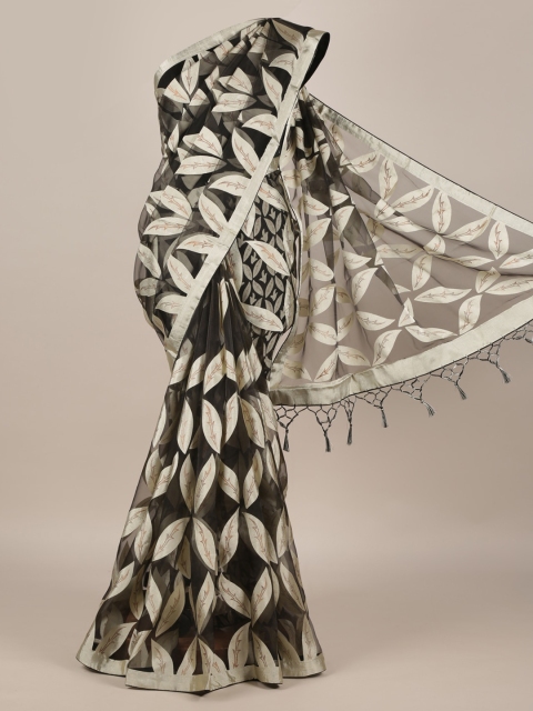 

Pothys Black & Cream-Coloured Jute Silk Woven Design Saree