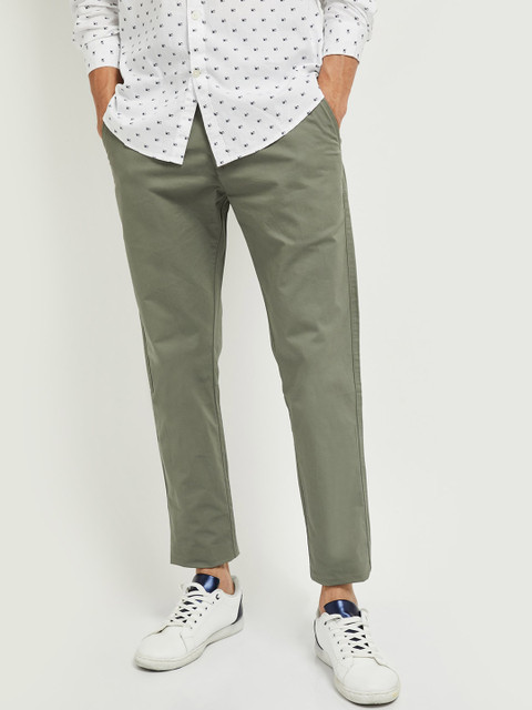 

max Men Green Slim Fit Solid Chinos