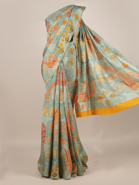 

Pothys Green Printed Jute Silk Saree