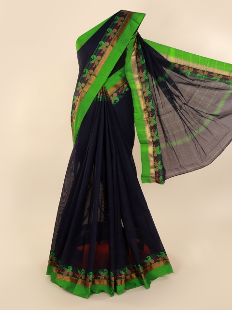 

Pothys Navy Blue Solid Pure Silk Saree