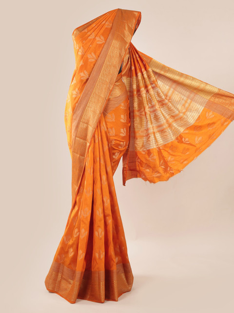 

Pothys Orange Woven Design Jute Silk Saree