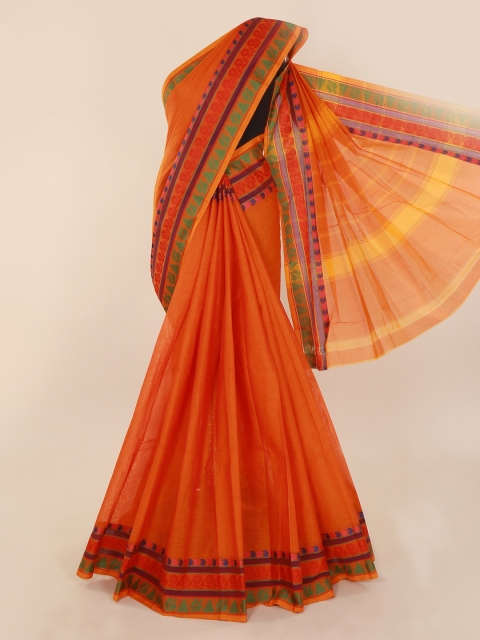 

Pothys Orange Solid Pure Silk Saree