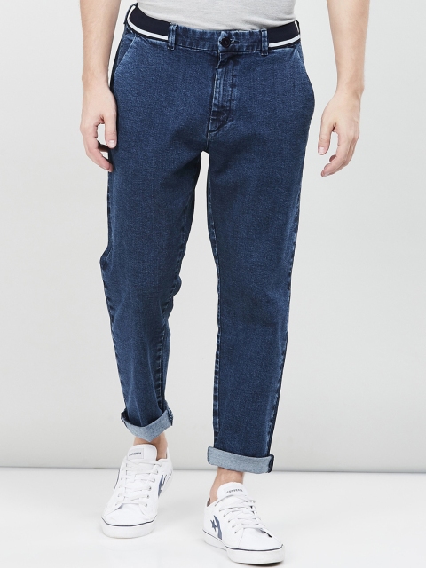 

max Men Navy Blue Regular Fit Mid-Rise Clean Look Stretchable Jeans