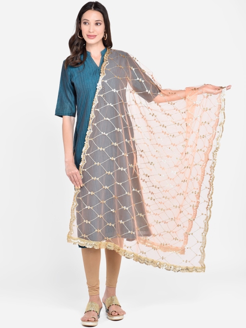 

Dupatta Bazaar Peach-Coloured Embroidered Dupatta