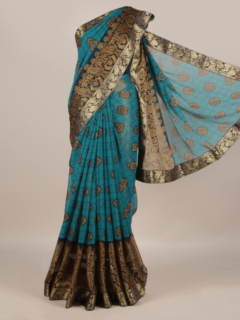 

Pothys Blue Woven Design Poly Georgette Saree