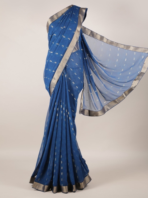 

Pothys Blue Woven Design Poly Georgette Saree