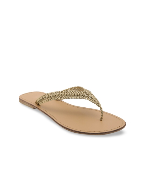 

HUE Women Beige Woven Design Open Toe Flats