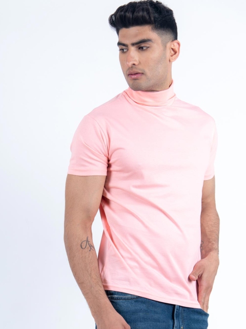 

Tistabene Men Pink Solid High Neck T-shirt