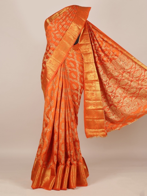 

Pothys Orange Woven Design Jute Silk Saree