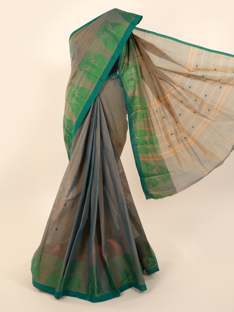 

Pothys Grey & Green Pure Cotton Woven Design Saree