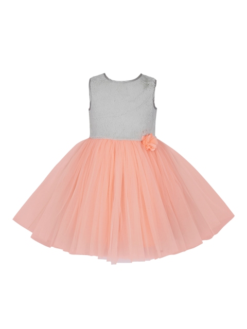

Toy Balloon kids Girls Peach-Coloured Colourblocked Fit and Flare Dress
