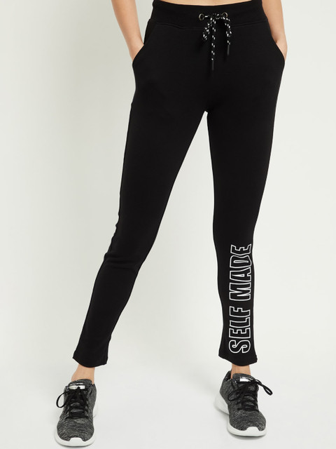 

max Women Black Solid Track Pants