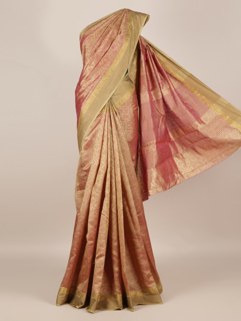 

Pothys Pink Printed Jute Silk Saree