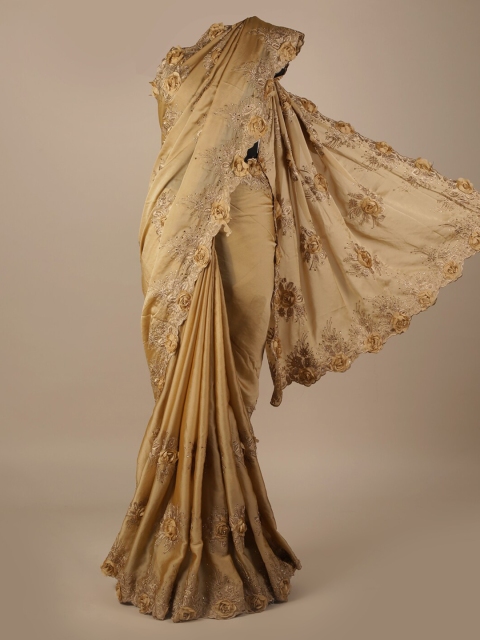 

Pothys Beige Embroidered Poly Georgette Saree