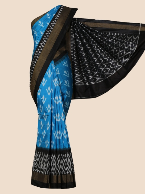 

Pothys Blue Pure Silk Ikkat Printed Pochampally Saree